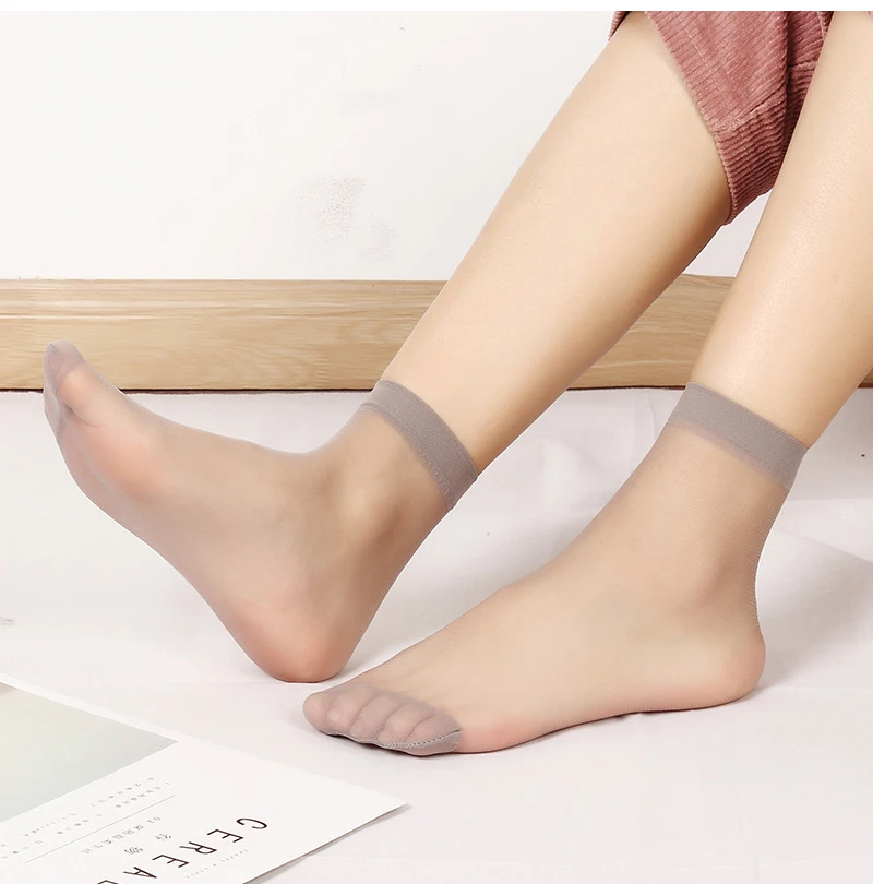 10 пар, сексуальные тонкие короткие носки, летние женские эластичные прозрачные шелковые носки из бамбукового волокна, чулочно-носочные изделия для девочек