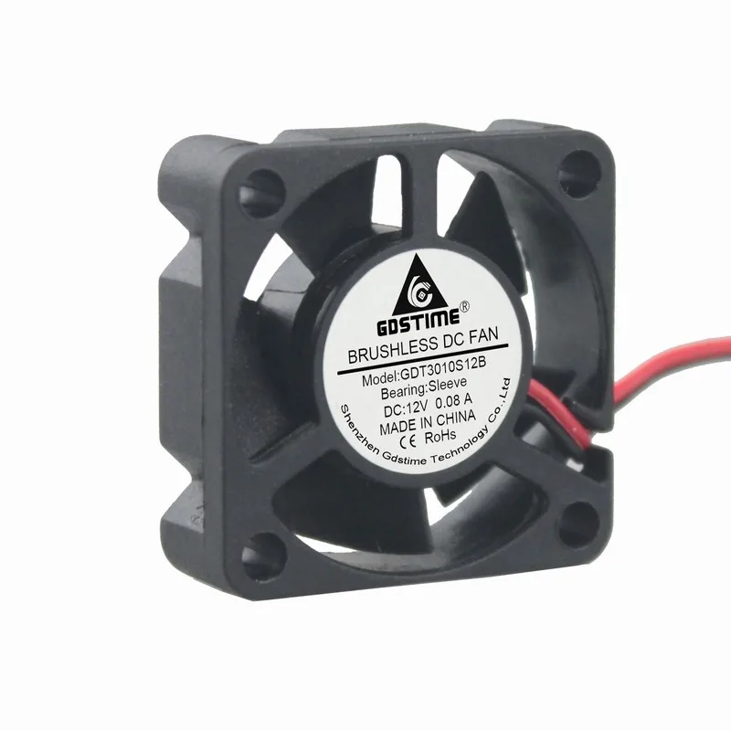 

Gdstime 5 Pieces 3010 3cm 12V 30x30x10mm 2Pin 2.0 Micro Small Industrial Instrument DC Cooler Cooling Fan 30mm x 10mm