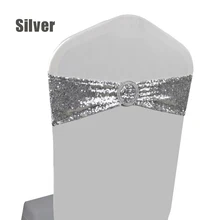 Горячая 20 шт./лот золото/серебро отель банкет спандекс блесток стул Лента Декор стула для свадебной вечеринки Галстуки блестящие украшения