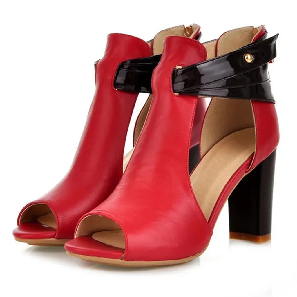 SAGACE/женские модные однотонные босоножки на молнии с открытым носком; обувь на высоком каблуке с открытым носком; дышащая Массажная обувь в римском стиле