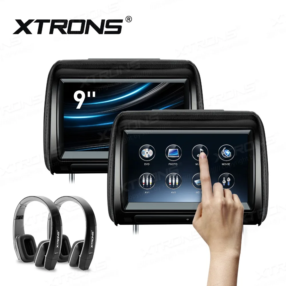 XTRONS 2pcs 9'' inch Monitor Car Headrest DVD Player 1080P Video