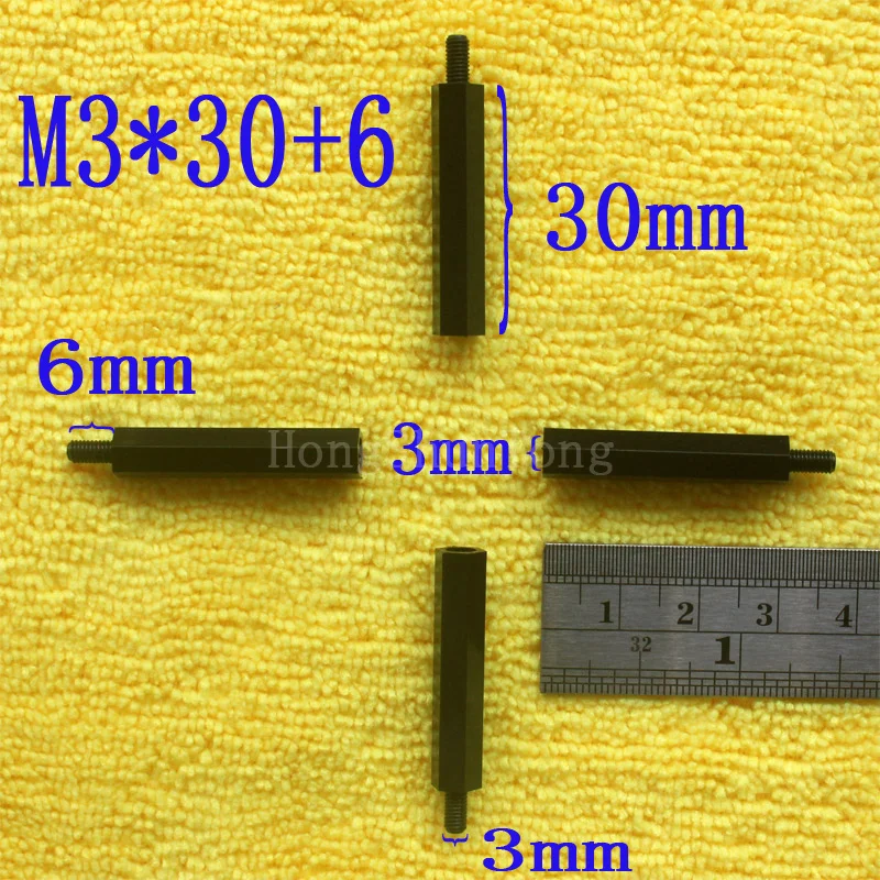 

1Pcs M3*30+6 Black Nylon Standoff Spacer Standard M3 Male-Female 30mm Standoff Kit Repair Set High Quality