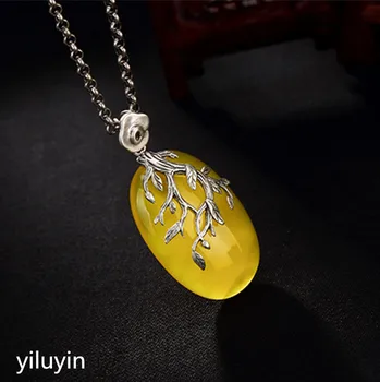 

KJJEAXCMY Fine jewelry S990 pure silver peacock peacock hollowed mosaic jade blue sand stone Hong Kong Jade Pendant