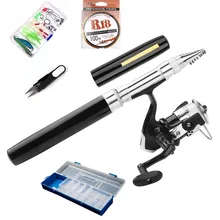 1 м телескопическая удочка комбо и катушка полный комплект спиннинг рыболовная Шестерня Вьюрка полюс набор 100 м рыболовная леска приманки Крючки джип голова