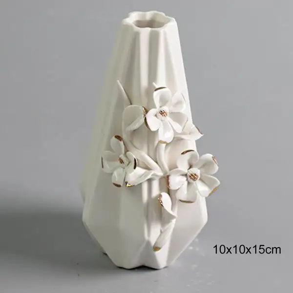Белые керамические декоративные вазы для цветов с фарфоровыми цветами ручной работы для кухни, стола, дома, офиса, свадьбы, центральным элементом - Цвет: Caliber 3.5cm