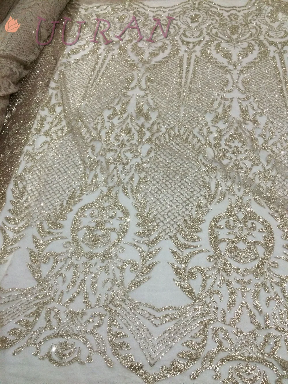 Gold Glitter Mesh Fabric For Evening Dress Gold Sequin Fabric For Dress