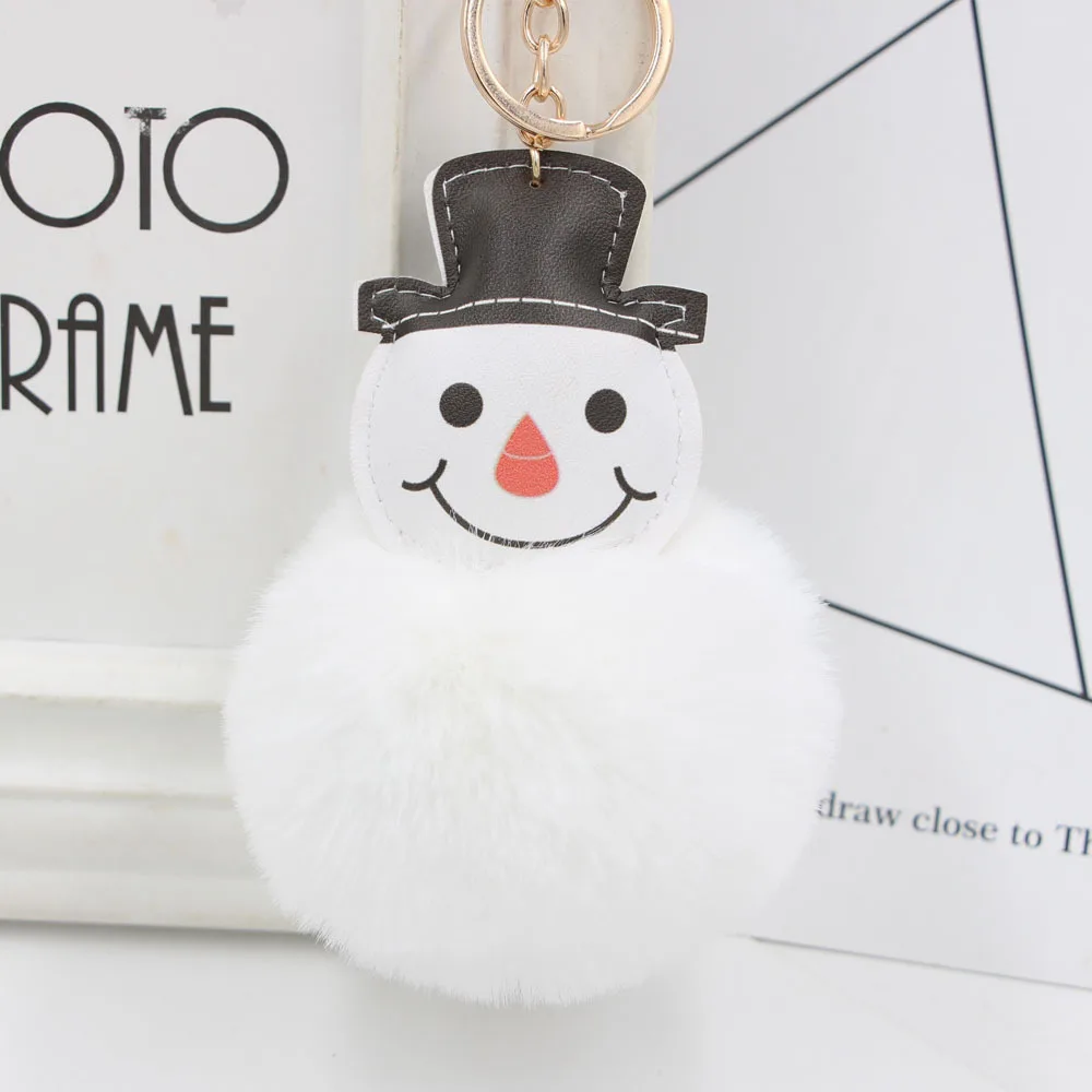 Мини каваи плюшевый Рождественский Снеговик меховой шар мягкие игрушки для ключей милые модные детские куклы помпон пушистый ребенок для девочек Женский подарок