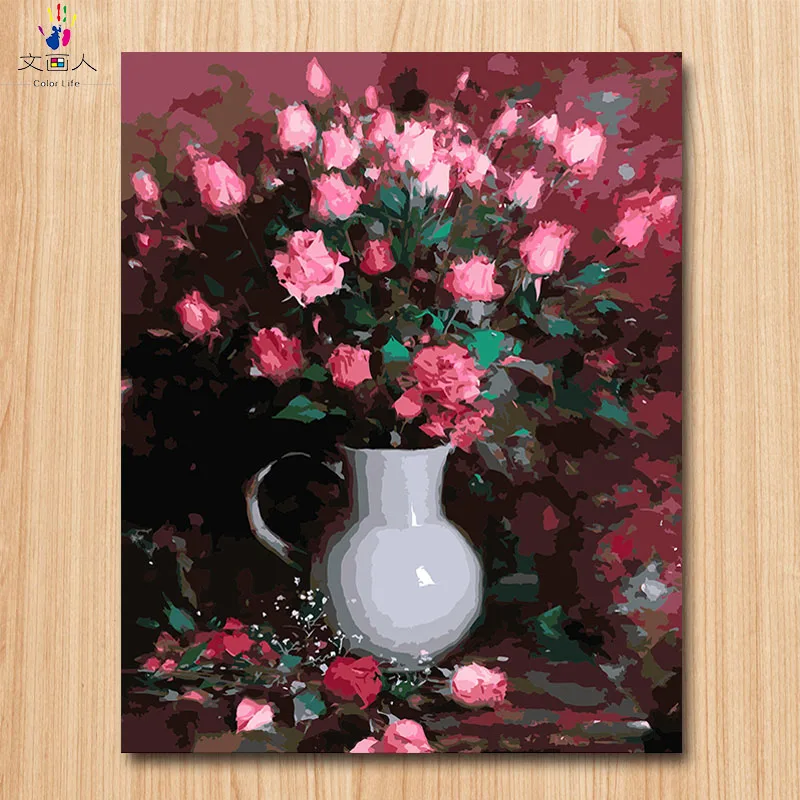 Раскраска по номерам цветок лилии в белой вазе картины живопись по номерам Цветы DIY рисунок на холсте с цветами для взрослых - Цвет: 2035