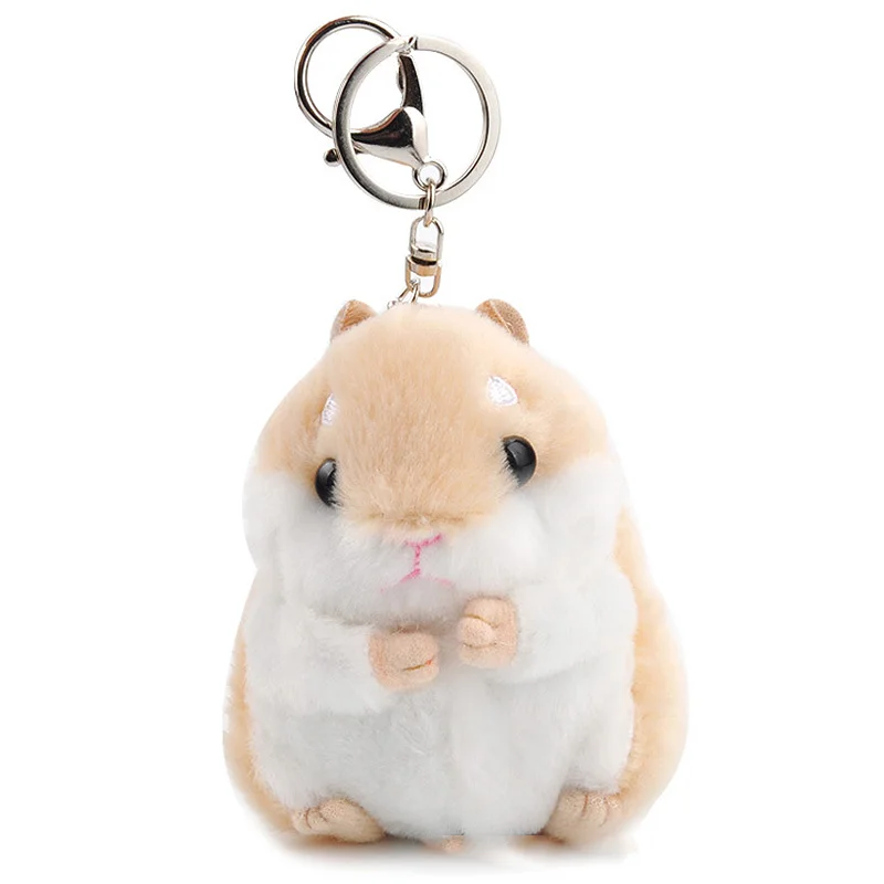 

LNRRABC Lovely Small Hamster Key Chain Faux Rabbit Fur Pompom Fluffy Trinkets Keychain Bag Charm Keyring Drop Shipping
