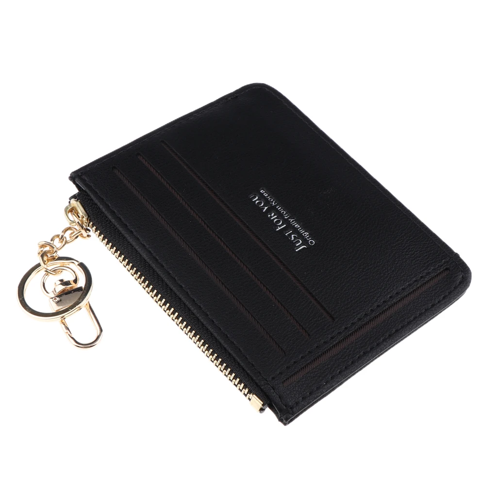 Womens Slim PU Leather Card Holder Front Pocket Wallet Change Purse Keychain Ring billetera mujer cartera mujer