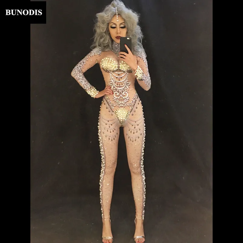 Anniversaire Salopette Body Zd114 Scène Sexy Spectacle Costumes Célébrer Femmes Mousseux Pleine De Cristaux Shell Pierre Discothèque ztt4Awqv