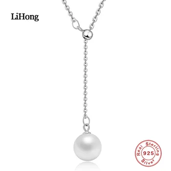 

925 Sterling Silver Necklaces Freshwater Pearl Pendant Fashion Long Necklace For Women Fine Jewelry Gift