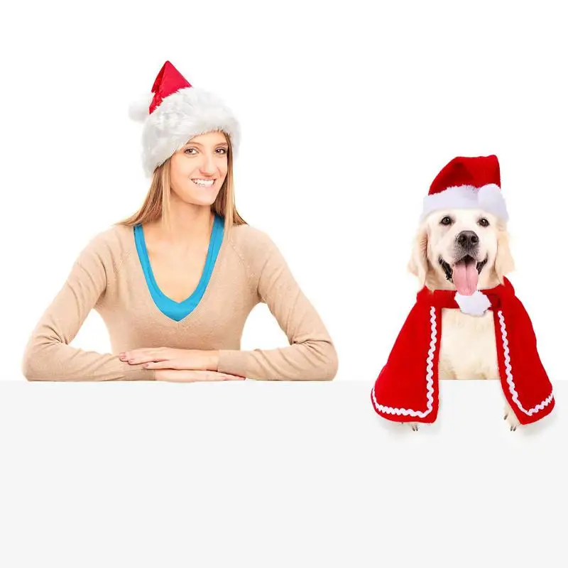 Pet Adjustable Christmas Santa Hat, Coat, Scarf And Collar Bow Tie Christmas Costume For Puppy Kitten Small Cats Dogs Pets