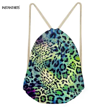 

INSTANTARTS Colorful Leopard Brand Design Drawstring Bags for Sport Gym Women Men Fitness Backpack Running Hiking Shoes Bags