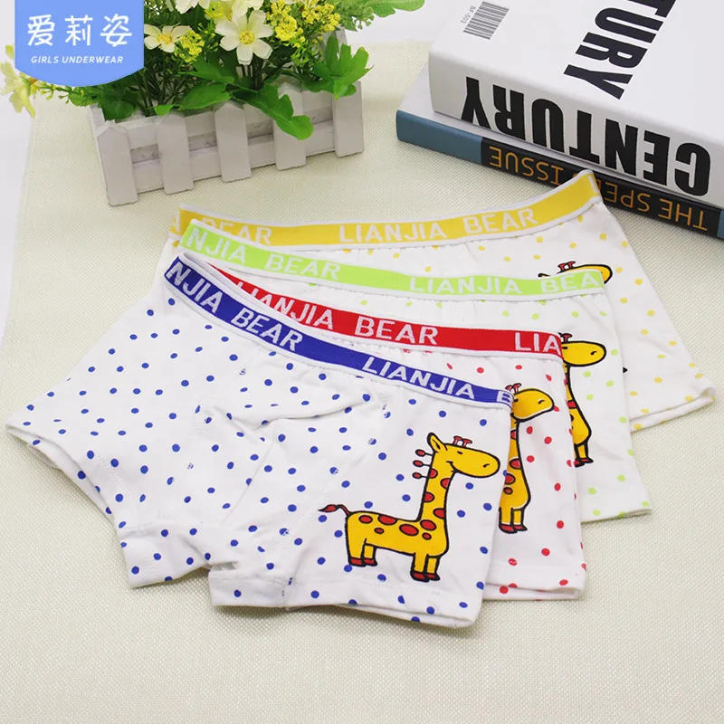 

4pcs/lot Boy shorts children underwear for boys cotton boxer garcon underwear Kids panties giraffe briefs underpants