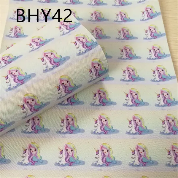 Бесплатная доставка 1 шт/7 6*12 дюймов мультфильм единорог Печать Кожа viny ткань BHY42 |