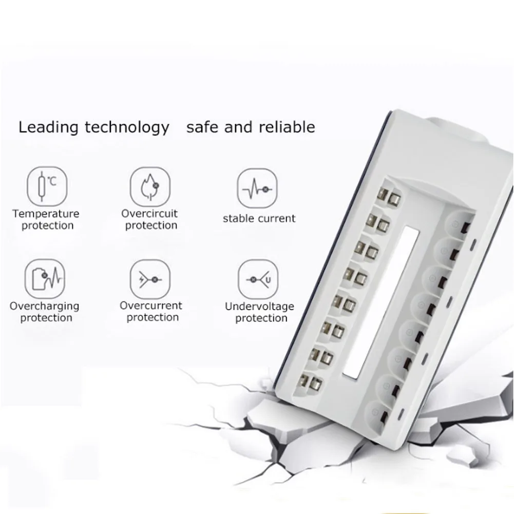

8 Slots Smart Battery Charger With Wired LED Light Quick Charger For NI-MH NI-CD AA AAA Rechargeable Batteries P10 GDeals