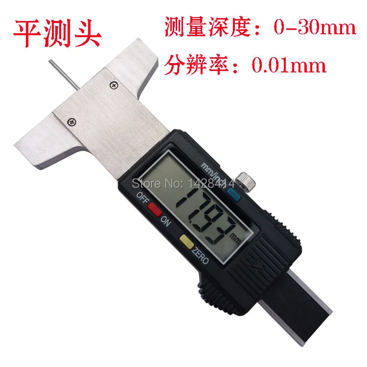 0 30mm Digital Depth Gauge with Slim Rod electronic tire tread depth