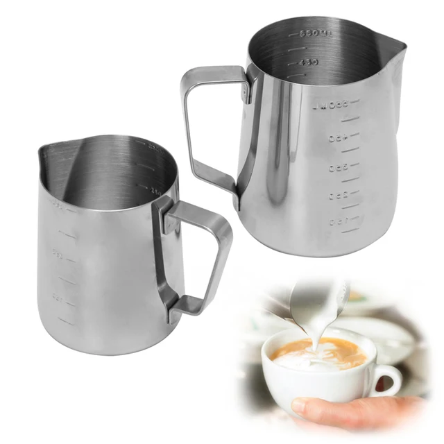 MEXI Stainless Steel Coffee Frothing Milk Latte Jug Fancy Foam Cup Pitcher Coffee Maker Pot Kettle 350/550ml