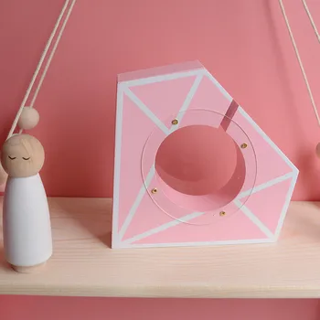 

Ins Cute Diamond Wooden Piggy Bank Personalized Piggy Bank For Kids Children Baby Shower Present Money Savings Bank