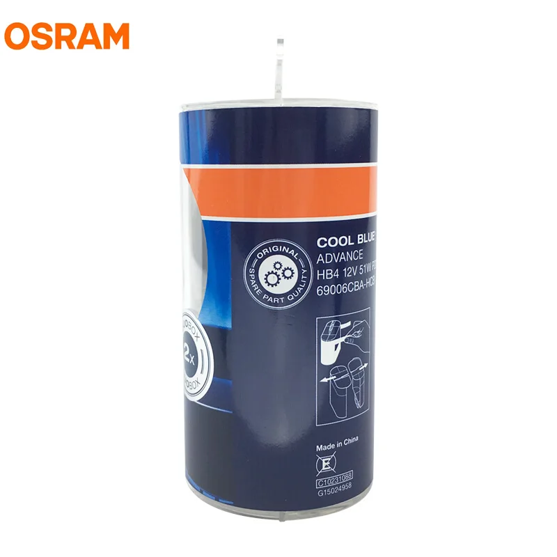 OSRAM 9006 HB4 5000K 12V 51W COOL BLUE ADVANCE Галогенные ксеноновые лампочки голубовато-белые 50% больше света автомобильные лампы Hi/Lo луч 9006CBA пара