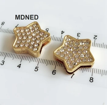 

20PCS 18MM Width Five Pointed Star Charms With Golden Metal and Clear Rhinestone DIY Accessories Fot 18mm Belts