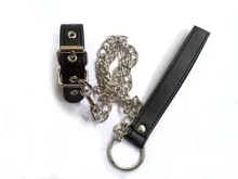 Hot Sale Pu Leather Penis Ring Cock Ring Chain Leash Set Penis Chastity Belt Cage Men Sex Toys