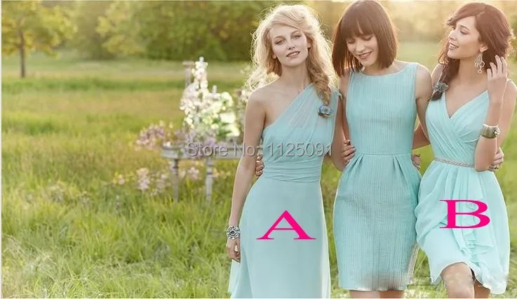 

2019 Short Bridesmaid Dresses Custom Made V-neck Sleeveless Backless Chiffon Knee Length Sashes Plus Size Blue Party Dresses