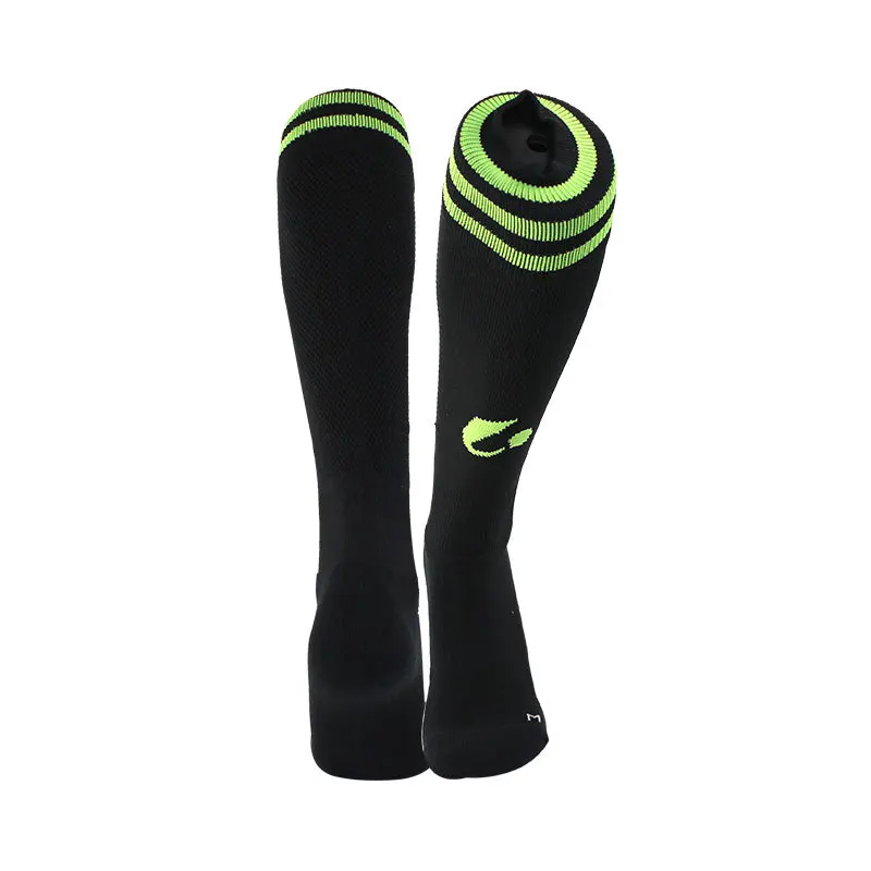 Футбольные носки brotock для мальчиков; махровые носки; футбольные носки выше колена; Детские и семейные уличные спортивные носки для родителей - Цвет: Black Fluorescent