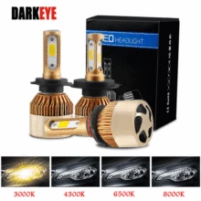 Darkeye H1 светодиодный H4 H11 H7 9005 9006 H8 H3 H9 880 9007 автомобильные лампы накаливания 60 Вт 8000LM 6500K 4300K 8000K 3000K COB светодиодный потолочный светильник, комплект из 2 предметов