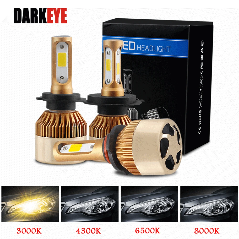 Светодиодные лампы DARKEYE для автомобильных фар H1 H4 H11 H7 9005 9006 H8 H3 H9 880 9007 60 Вт 6500 лм 4300K