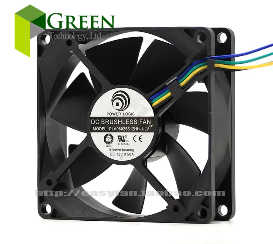 Новый POWER LOGIC 8025 80 мм 80*80*25 Comptuter CPU Case охлаждающий вентилятор PLA08025S12HH 1 LV 12 В 0.5A с 4pin