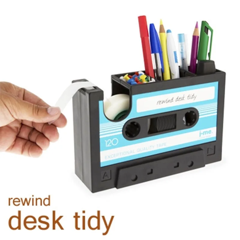Plastic Tape Pen Case School Square Funny Desktop Pencil Holder