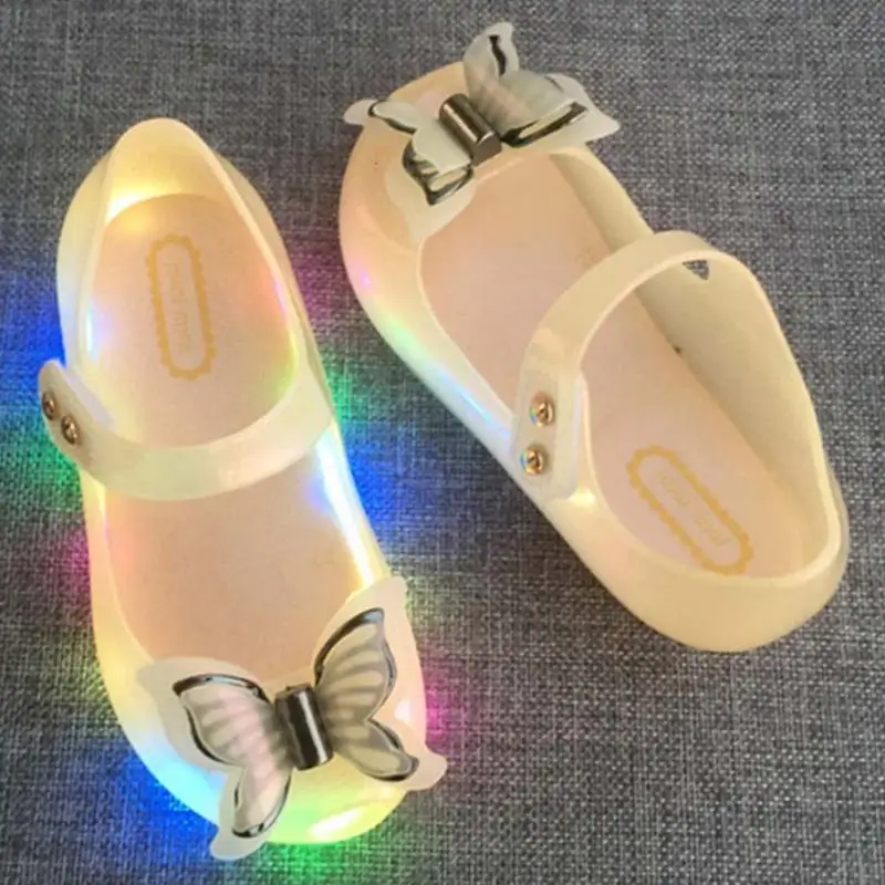 

2018 New Cute Kids Girls Toddler Luminous Flat Jelly Shoes Bow Princess Sandals