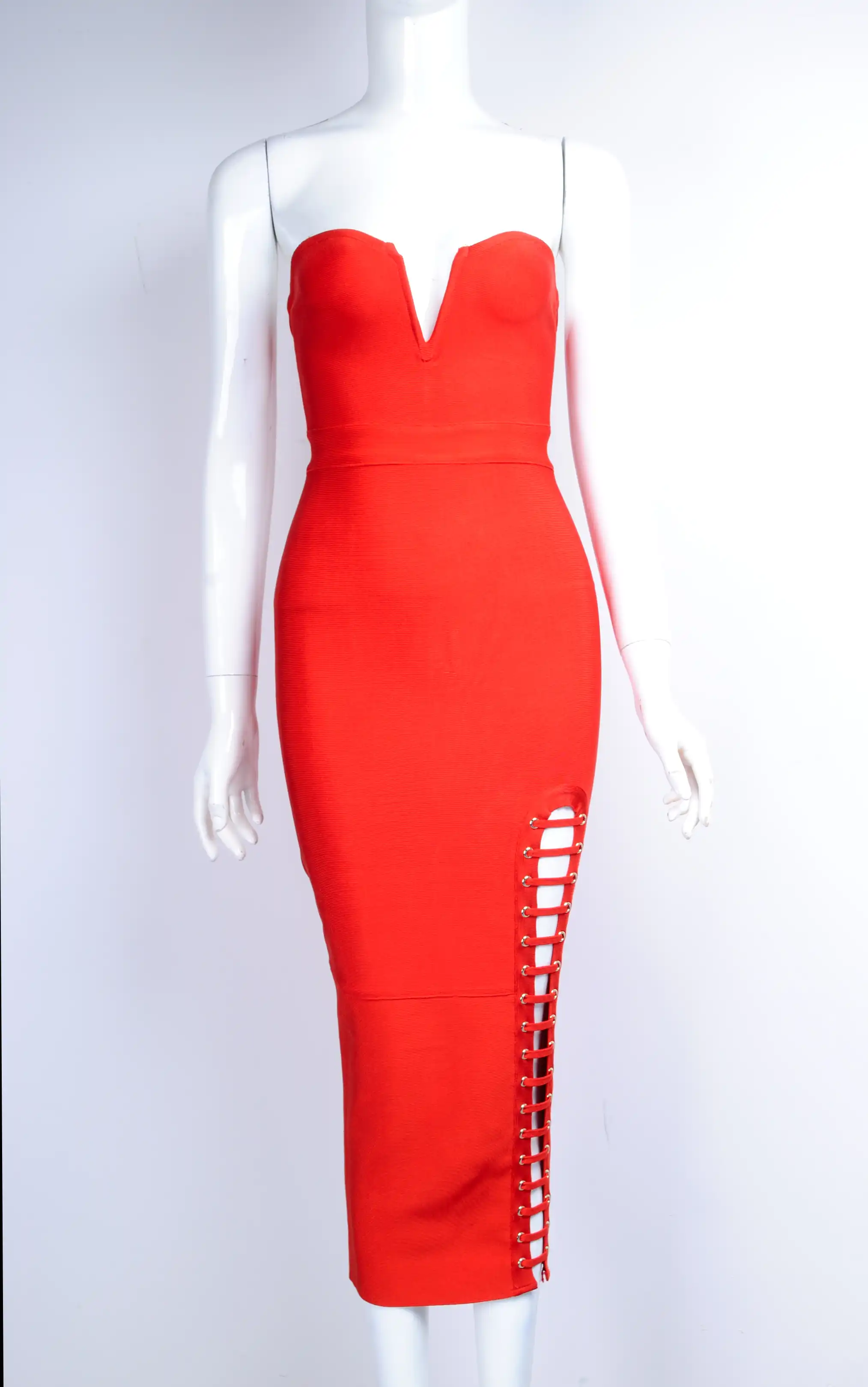 pink strapless bodycon dress