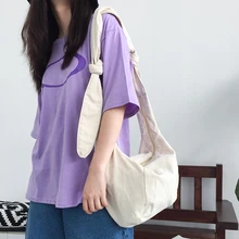 Женская Повседневная Брезентовая Сумка-тоут с галстуком-бабочкой, сумки на одно плечо для девушек, пляжная сумка, сумки для покупок