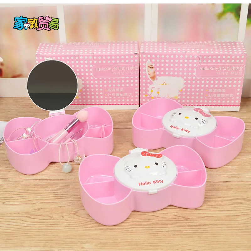 Прекрасная принцесса hello kitty отделочная коробка шкатулка для макияжа косметическая коробка для хранения настольная зеркальная кассета