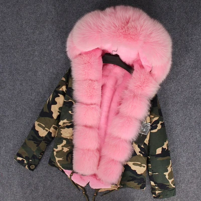 OFTBUY зимняя женская куртка из натурального меха, парка с воротником из натурального Лисьего меха, розовая короткая куртка с подкладкой из искусственного меха, модная уличная одежда