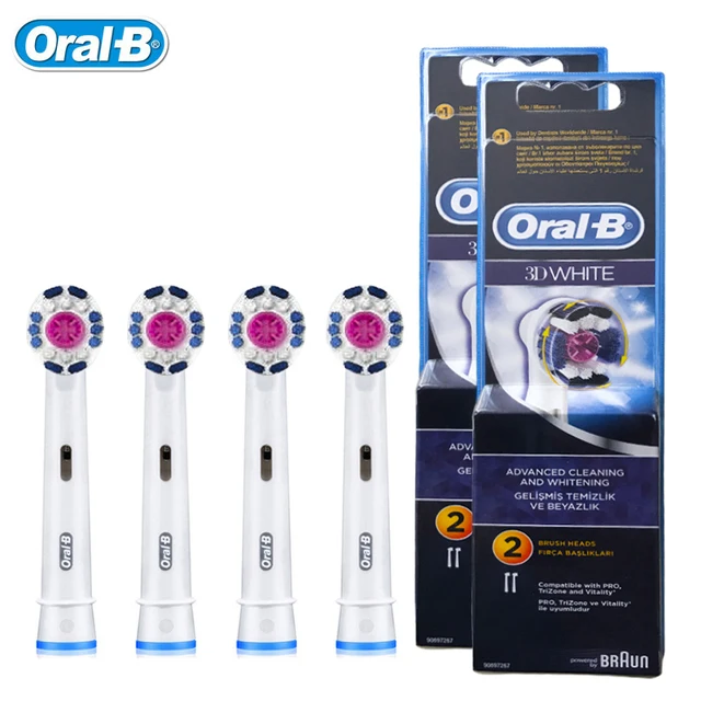 4pc Oral B 3D White Replacement Electric Toothbrush Heads Oralb EB18