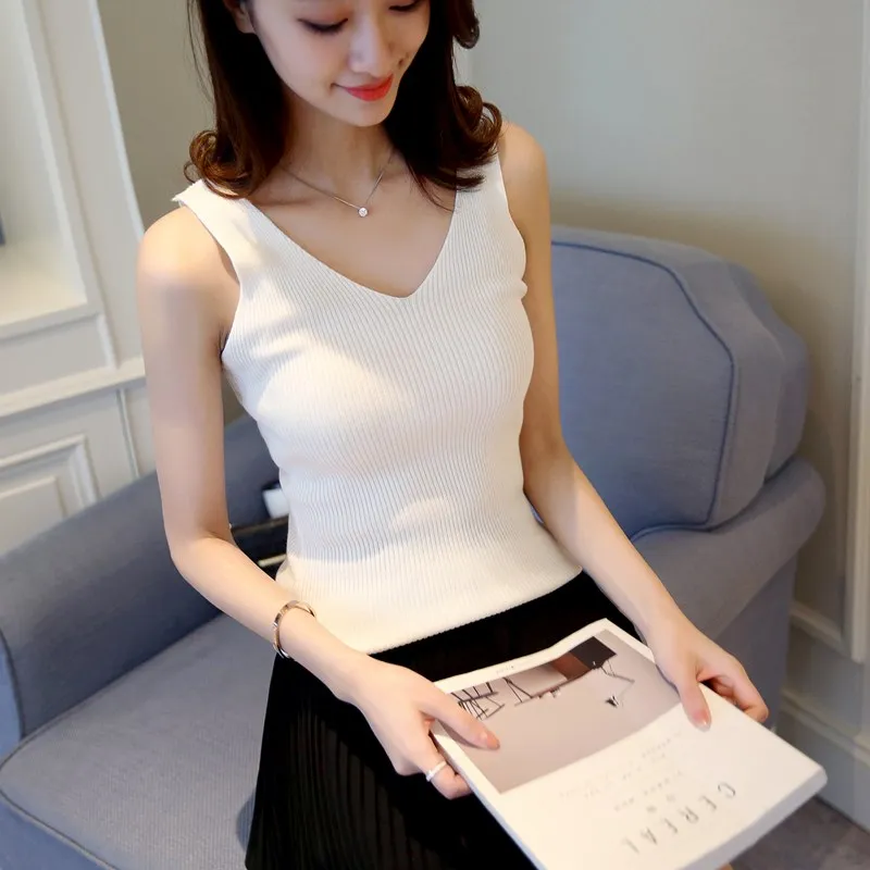 Spring Autumn Women Knitting Pullover Sweaters Sexy V Neck Open V Back Sleeveless Solid Slim Maglioni Donna Chandail femme Spring Autumn Women Knitting Pullover Sweaters Sexy V Neck Open V Back Sleeveless Solid Slim Maglioni Donna Chandail femme