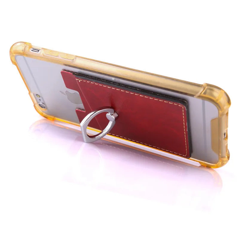 

SIANCS Card Phone Holder ID Leather Finger Ring Holder Credit Card For iPhone Xiaomi Fashion Mount Support