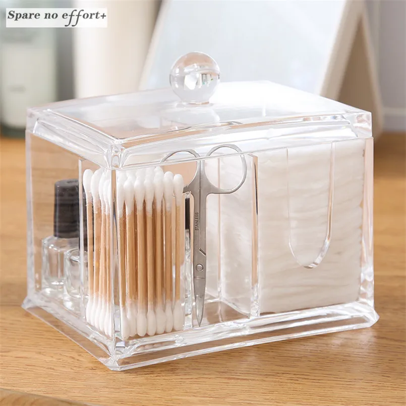 

Transparent Casket for Cotton Swab Makeup Organizer Plastick Storage Box for Cosmetic Tools Earring Creative Acrylic Box