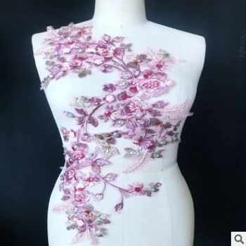 

Colored Beaded Hot Drilling Embroidery Cloth Stickers Lace Dress diy Clothing Decoration Decals Accessories