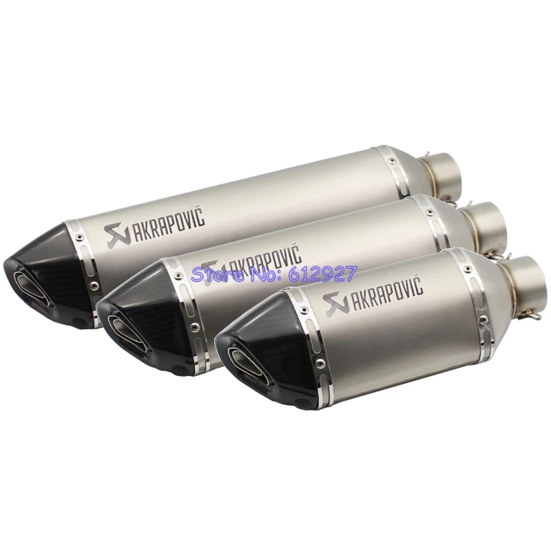 

Inlet 51mm 61mm Motorcycle Akrapovic Exhaust Pipe Muffler Escape Real Carbon Fiber End with DB Killer (Length: 57cm/47cm/37cm)