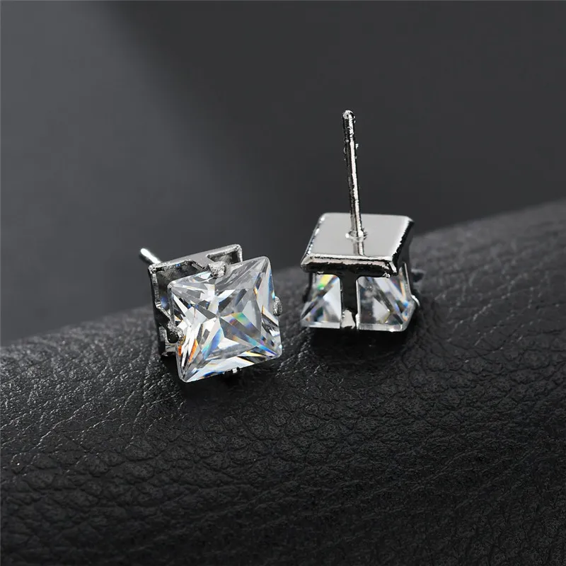 

5PCS Modern Women's Earrings 2018 Simple Heart Square Zircon Stud Earrings For Women Fashion Stainless Steel Jewelry Accessories