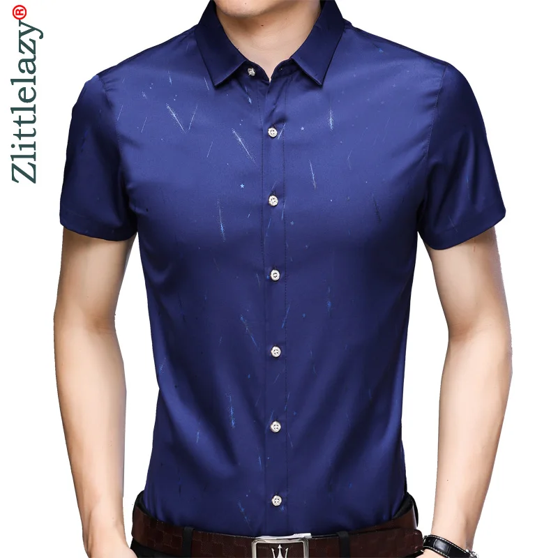 

2019 short sleeve social meteor men shirt dress casual slim fit summer male shirts mens fashions streetwear clothing camisa 4818