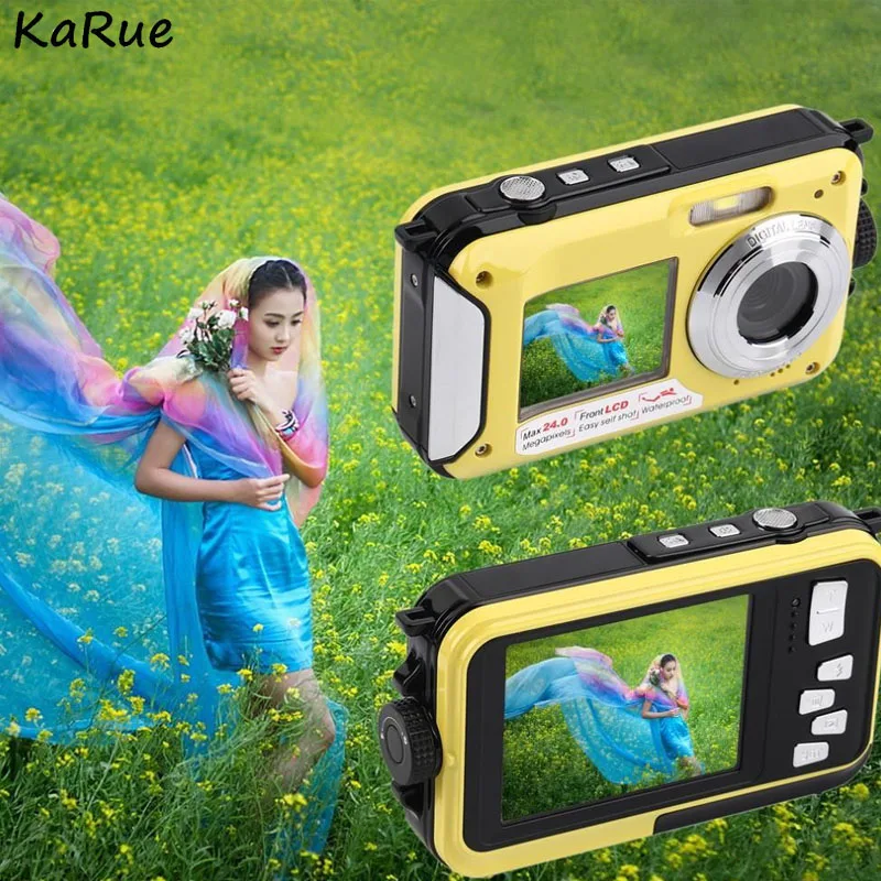 

KaRue Digital Camera Double Screen HD24MP CMOS 3M Life Waterproof Digital Video Camera DV 16X Digital Zoom Underwater C
