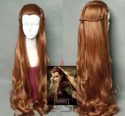 

free shipping The Hobbit / The Lord of the Rings Elf Tauriel Cosplay Wig Golden Brown Hair
