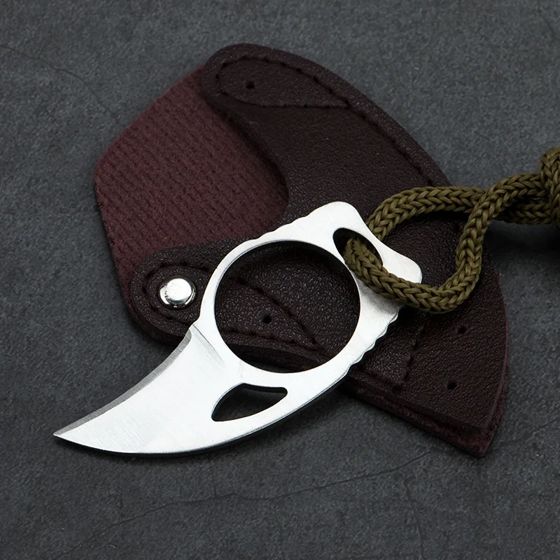 Новый карманный knif Karambit с кожаной оболочкой резак портативный коготь ножи