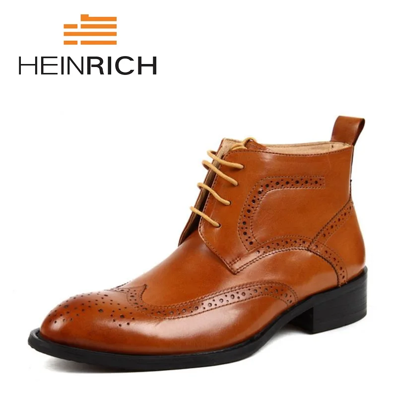 

HEINRICH 2018 New Fashion Genuine Leather Men Boots Retro Casual Men's Ankle Boots Cow Leather Men Shoes Boots Buty